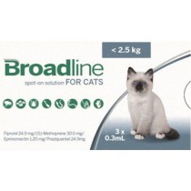 Broadline roztok 3 x 0,3 ml na vonkajšiu aplikáciu na kožu pre mačky 